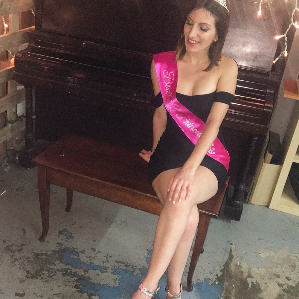 Tight black off the shoulder dress